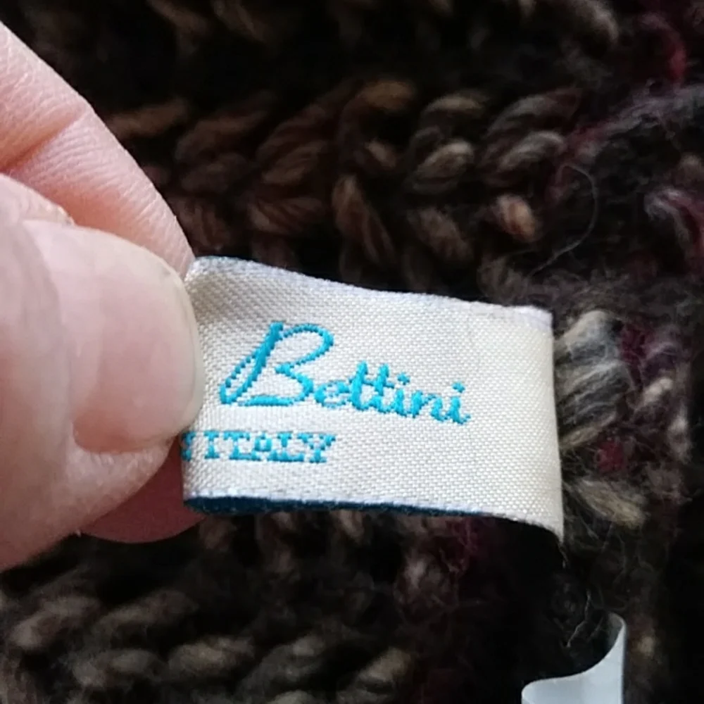 Raffaello Bettini Crochet Wool Blend Infinity Tube Scarf Tan Brown